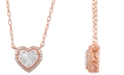 Macy's Diamond Heart Cluster Halo 16" Pendant Necklace (1/6 ct. t.w.) in Rose Gold-Plated Sterling Silver